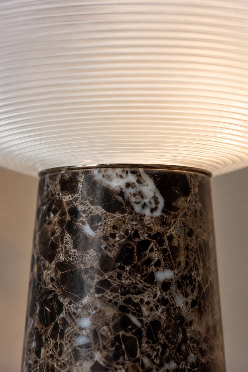 Maison Moya - Brioche Ribbed Glass Marble Table Lamp - closeup detail