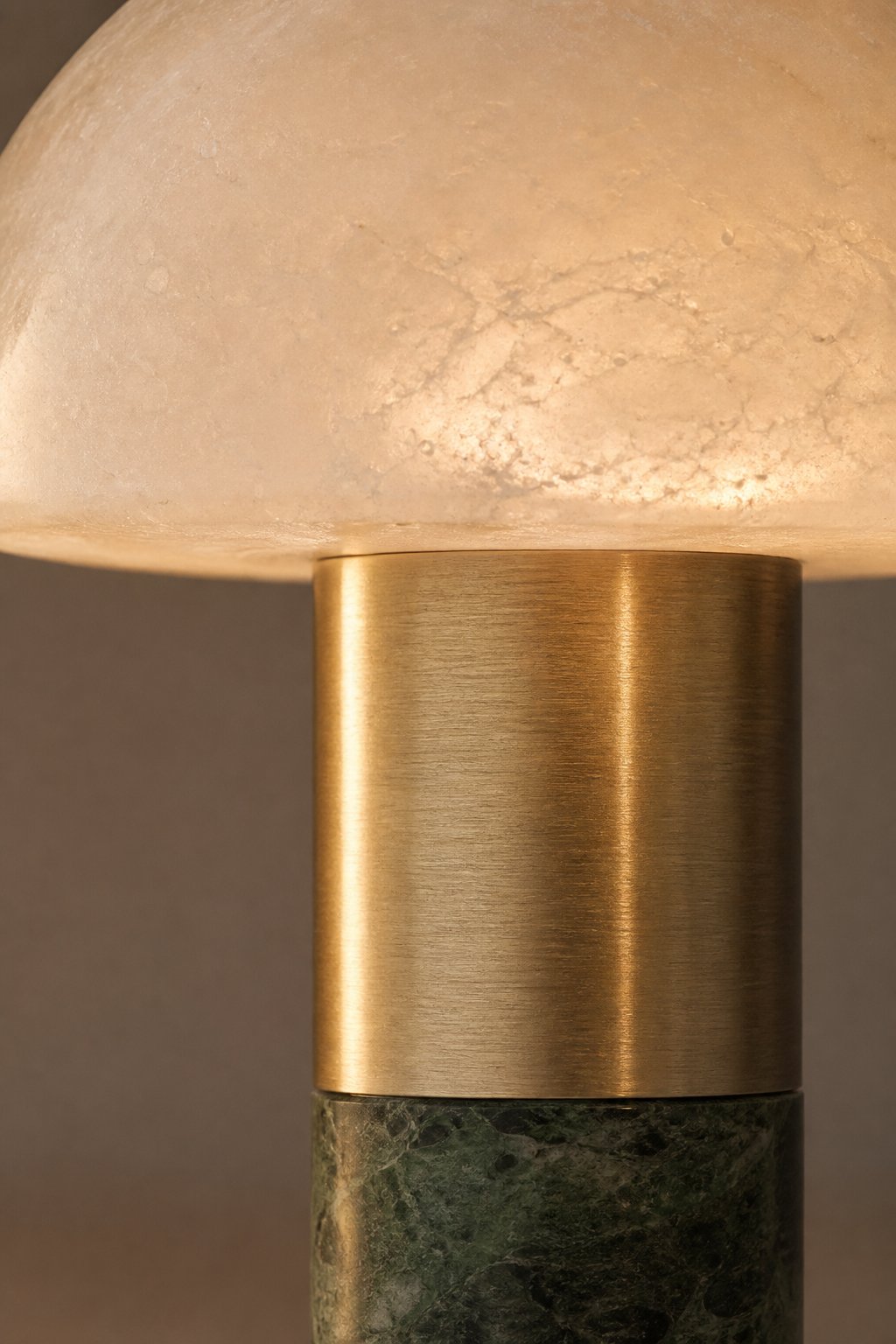 Maison Moya - Pâle Travertine Half-Dome Table Lamp - closeup detail