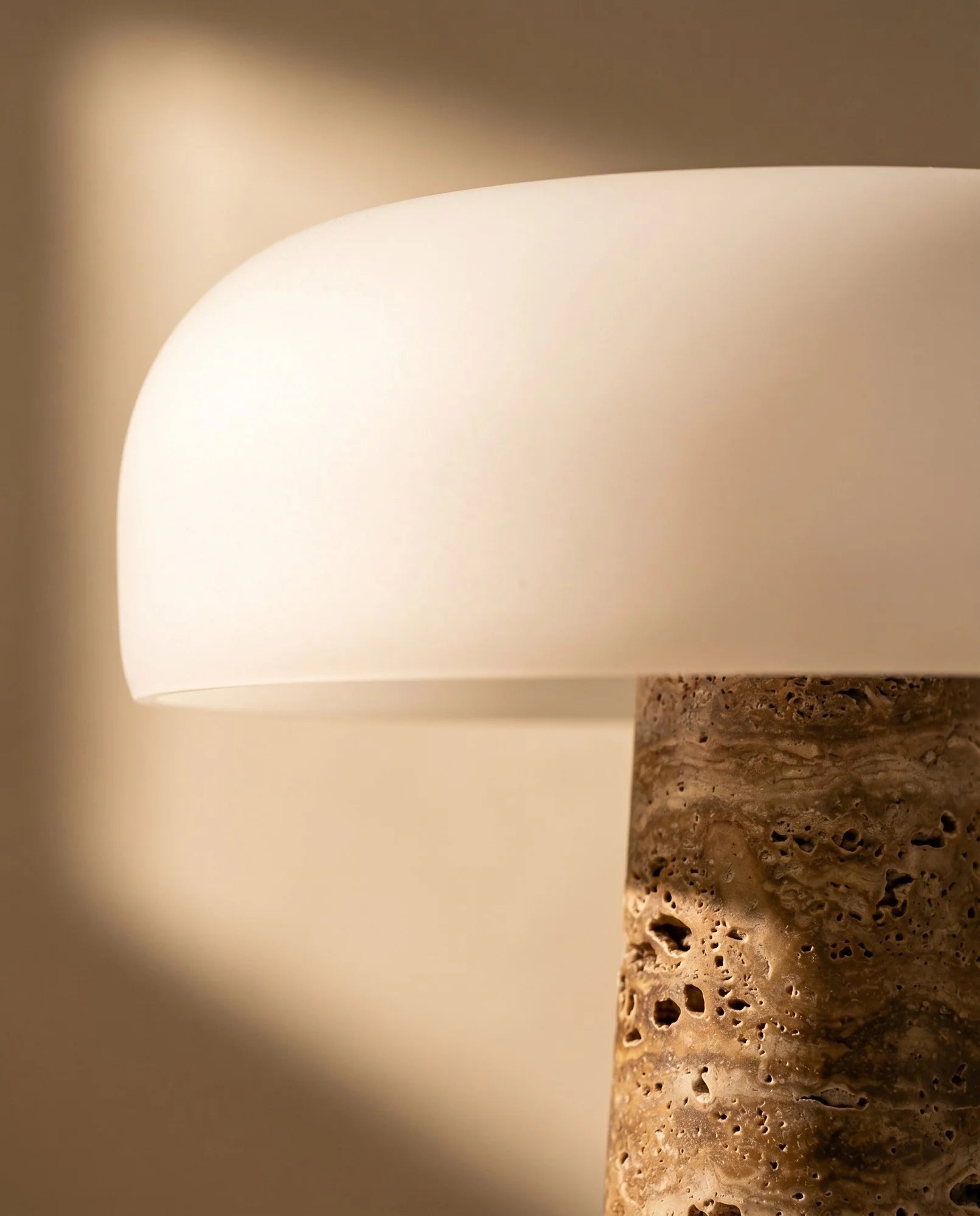 Maison Moya - Travertin Cône Travertine Cone Table Lamp - 03 closeup-top