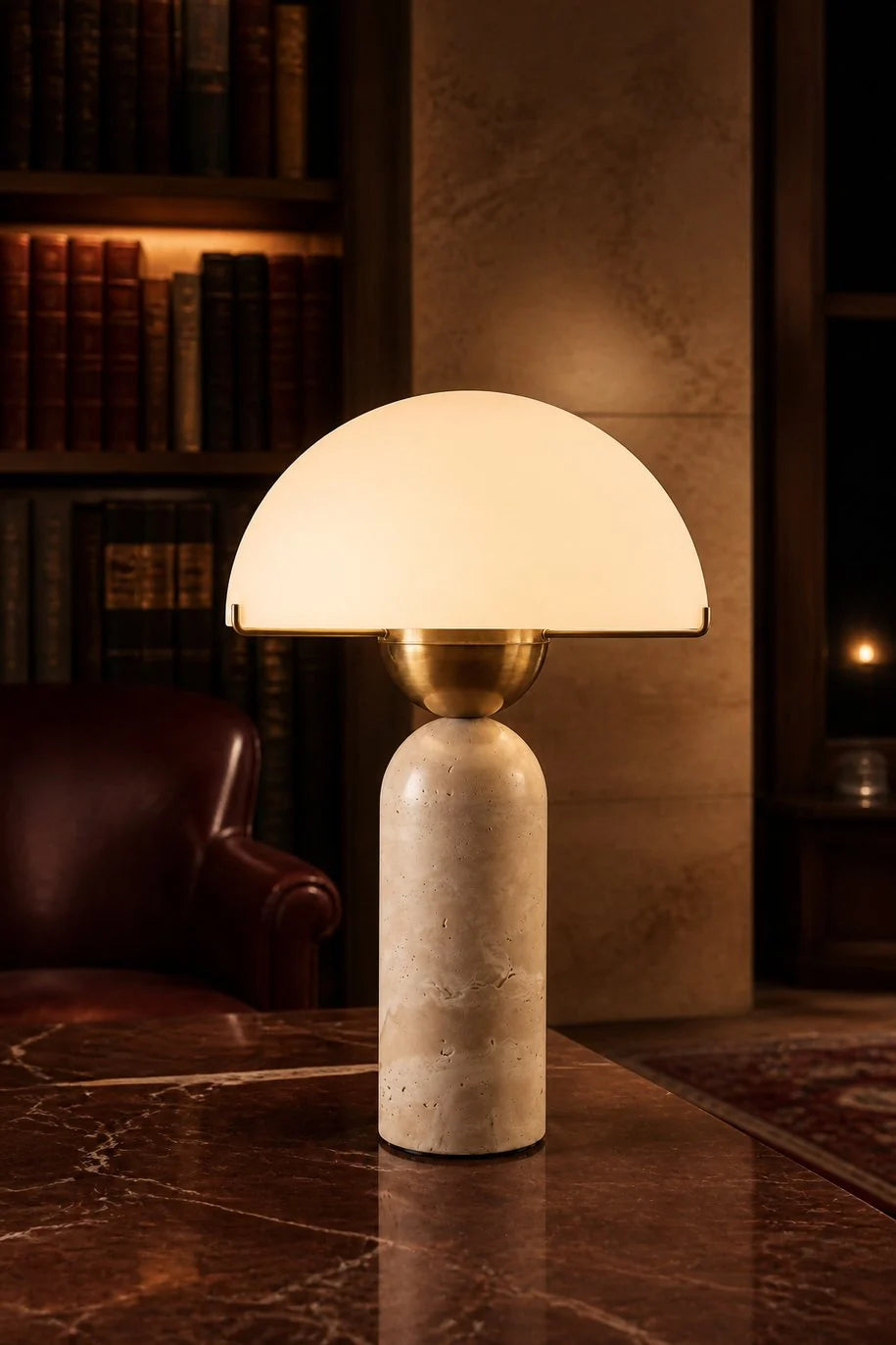 Travertin Dôme Atollo Travertine Table Lamp – Maison Moya