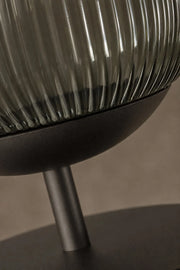 Maison Moya - Lanterne Ribbed Smoke Glass Table Lamp - closeup detail