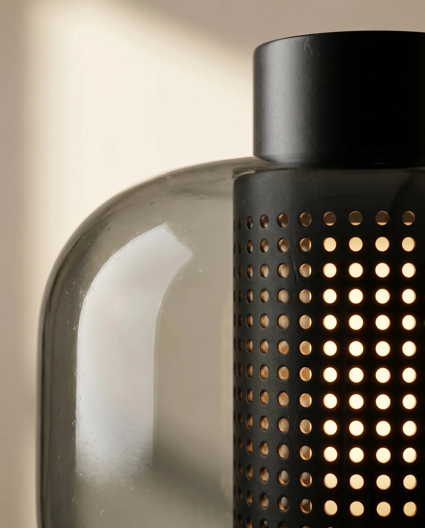 Maison Moya - Cage Caned Glass Globe Table Lamp - 03 closeup-top