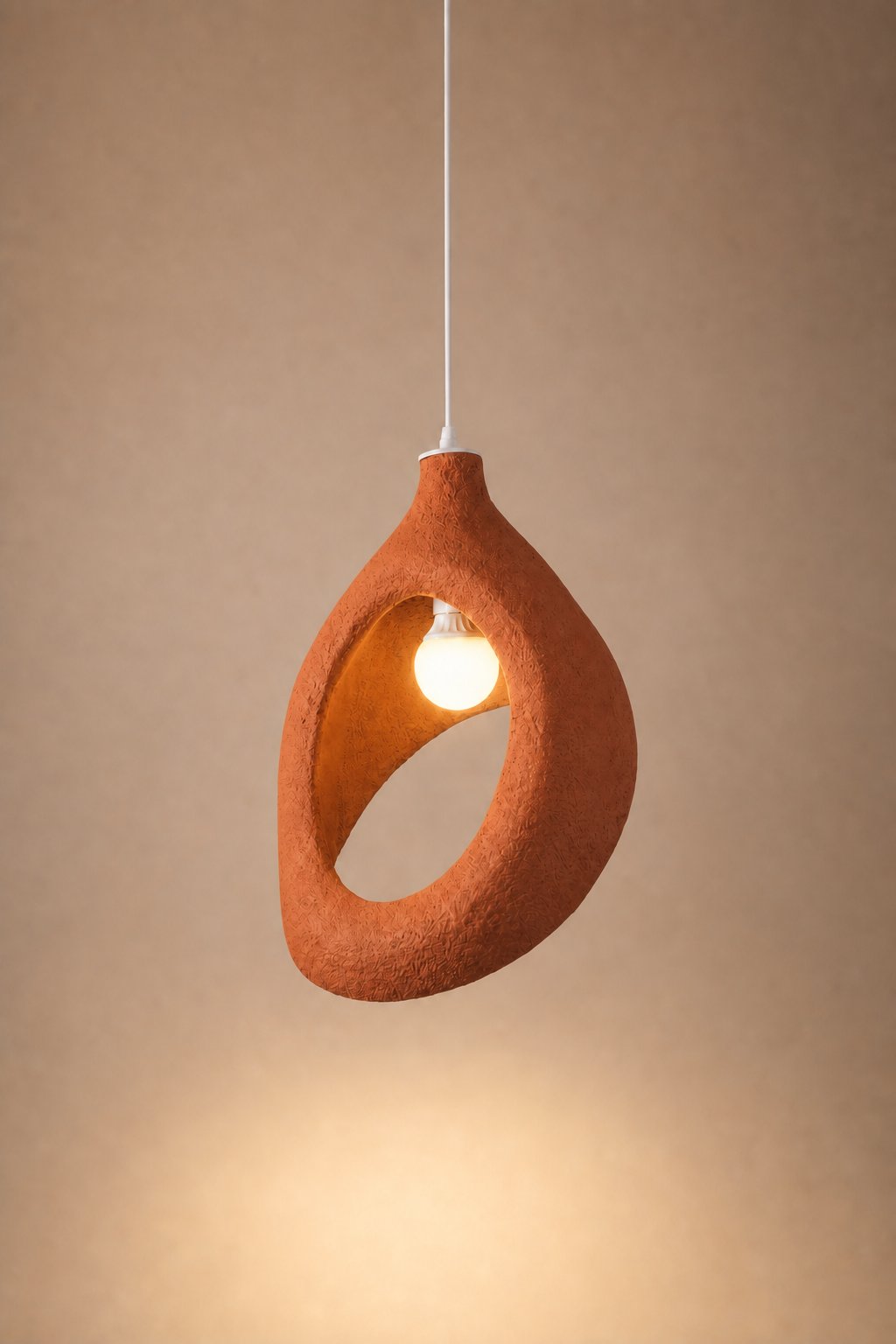 Maison Moya - anneau-open-form-pendant - Brun Argile