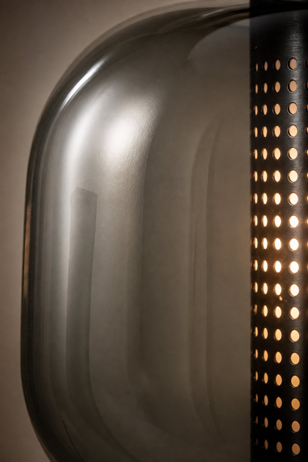 Maison Moya - Cage Caned Glass Globe Table Lamp - closeup surface