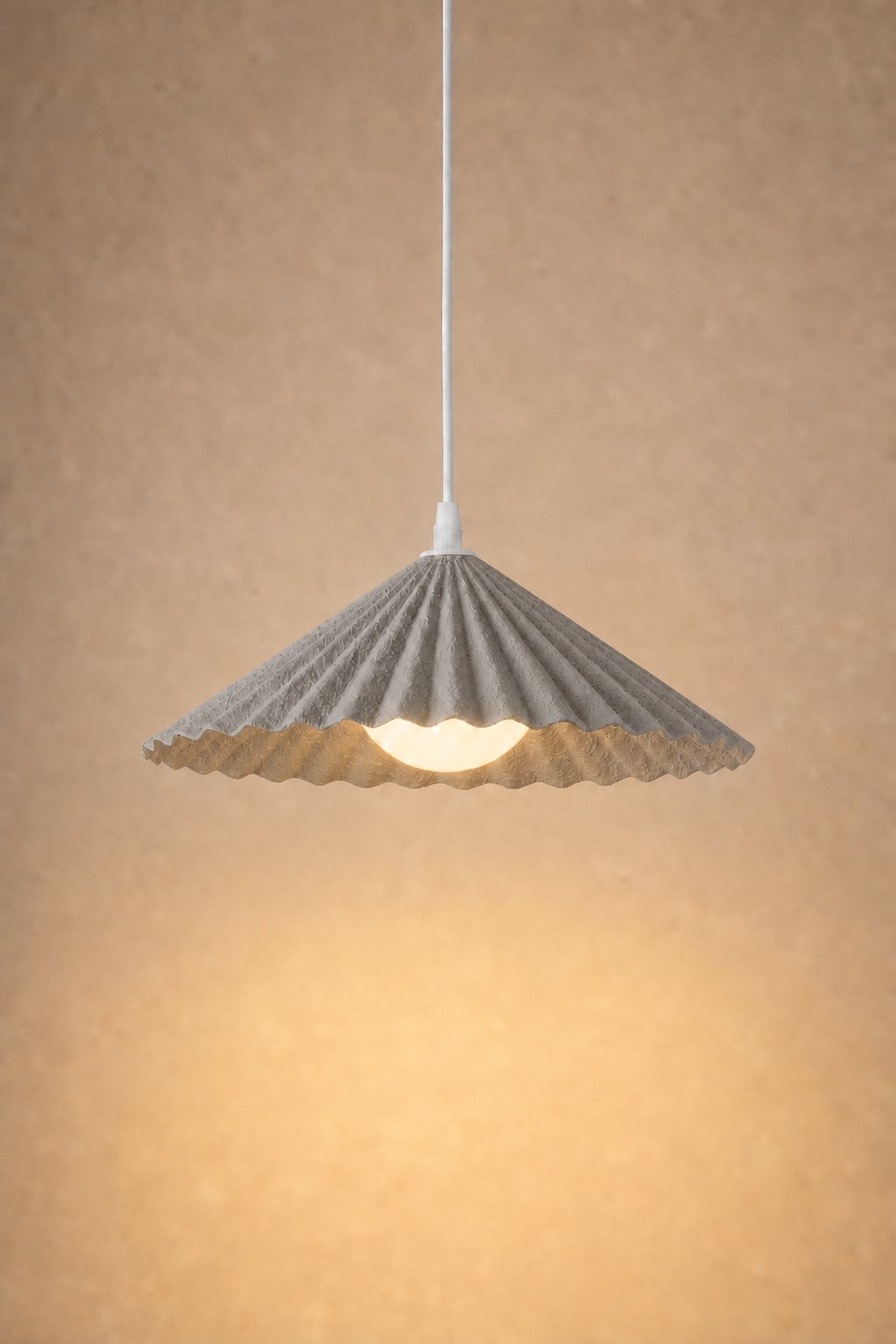 Maison Moya - Origami Pleated Plaster Pendant Lamp - Gris Galet