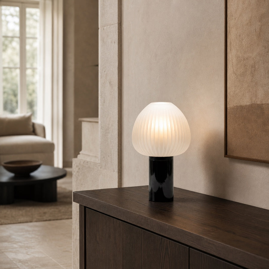 Lampe à poser Champignon en verre strié