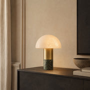 Lampe à poser dôme en travertin Pâle