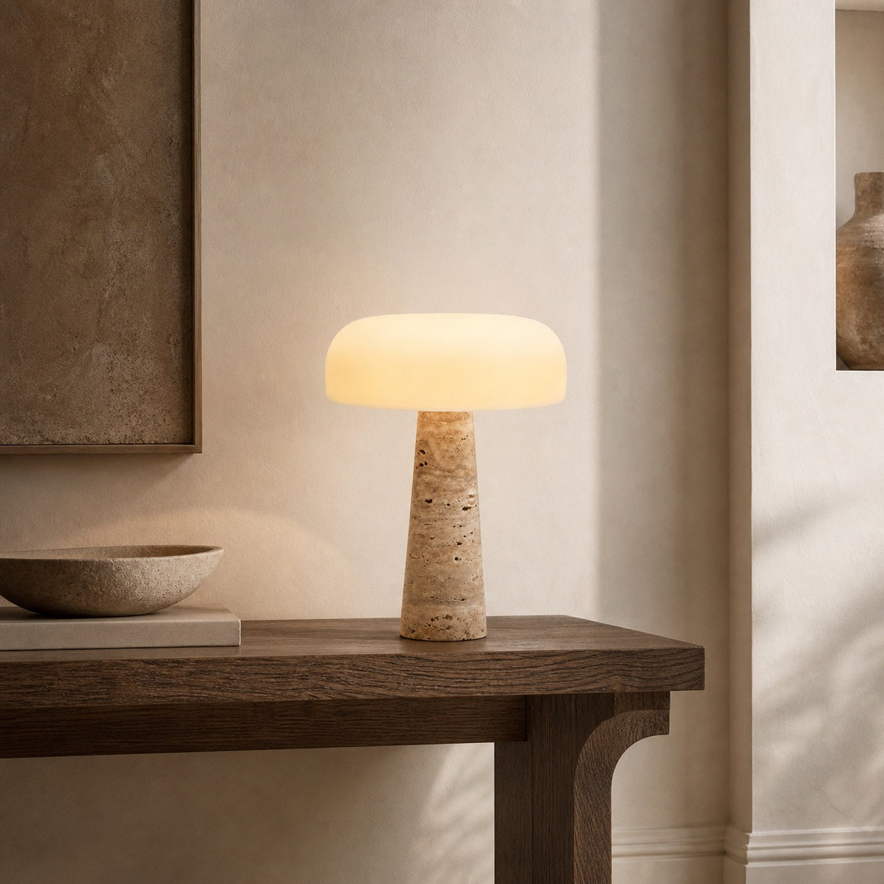 Lampe à poser Travertin Cône